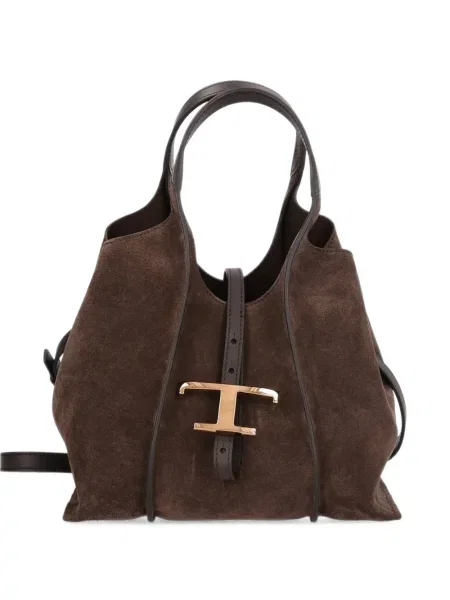 Geantă shopper Tod's din piele de căprioară maro