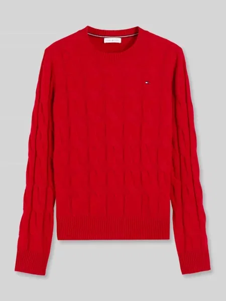 Sweter w kroju regular fit z czystej wełny Tommy Hilfiger czerwony