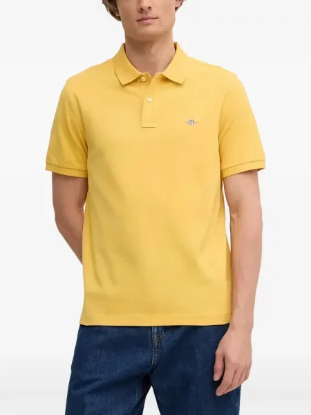 Tricou polo Gant cu autograf galben
