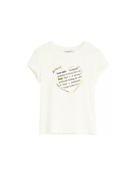 Desigual Tricou crem / galben / negru / lână alb