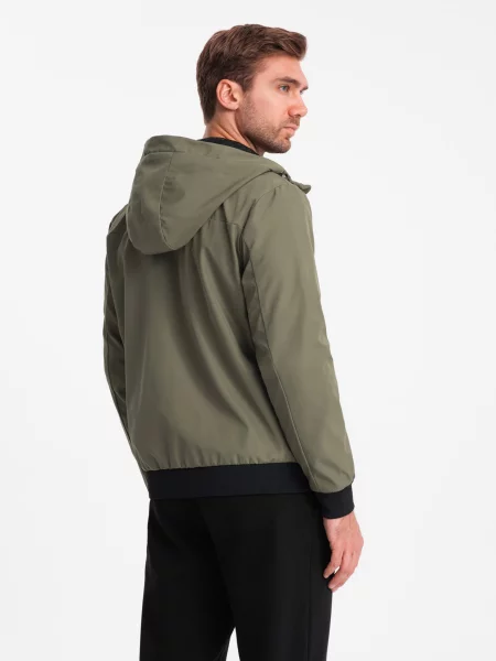 Bunda Ombre s kapucňou so sieťovinou khaki