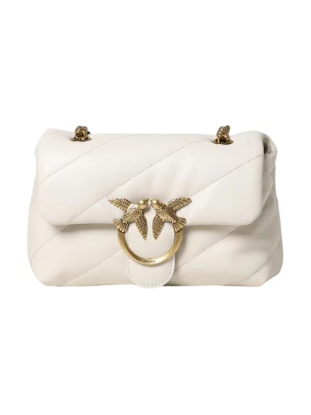 Mała mały torebka skórzana Pinko skórzana biała