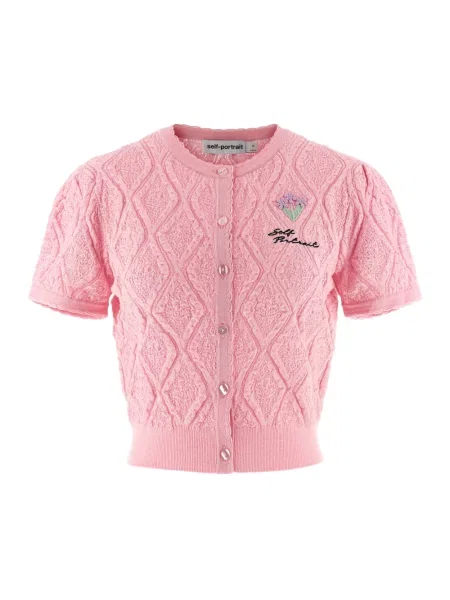 Dzianinowy kardigan Self-portrait różowy