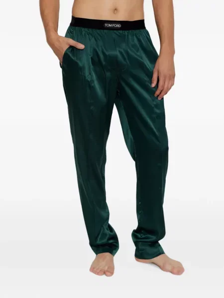 Pantaloni Tom Ford de mătase cu autograf verde