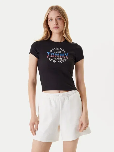 Тениска Tommy Jeans черно