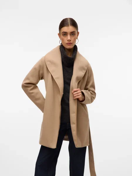 VERO MODA Palton de primăvară-toamnă închis bej