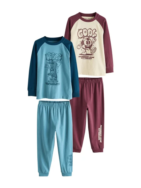 Next Pijamale deschis / azuriu / albastru închis / roșu burgundy bej