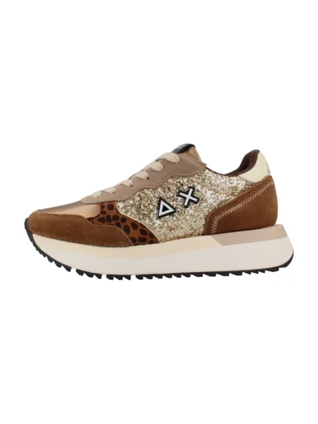 Sneakersy Sun68 skórzane brązowe