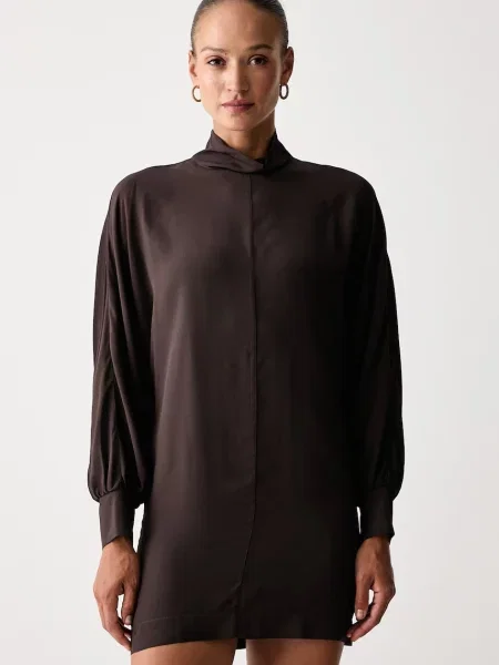 Twinset rochie din vâscoză maro