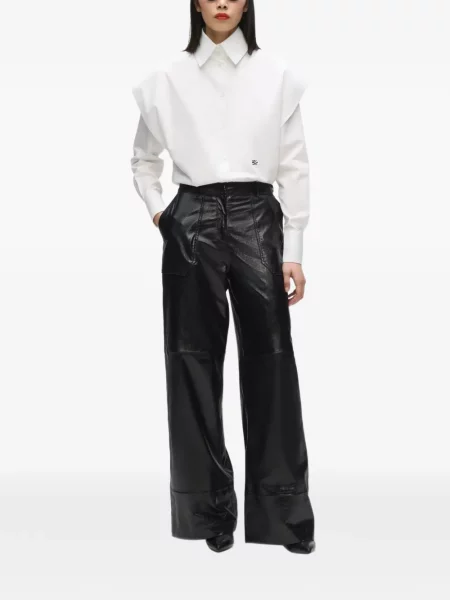 Pantaloni Karl Lagerfeld din piele negru