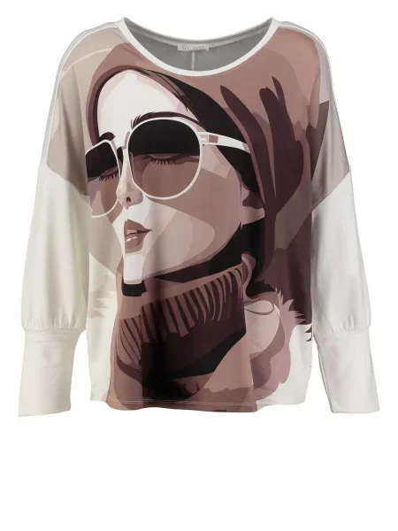 Key Largo Tricou LOUISE maro alb
