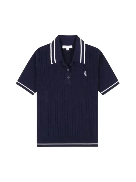 Sporty & Rich polo Src Mini Cable granatowy niebieskie