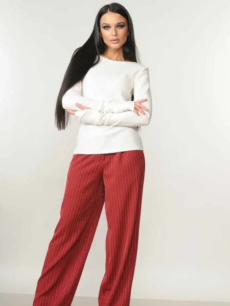 Штани палаццо RiMari бавовна/поліестер бордовий