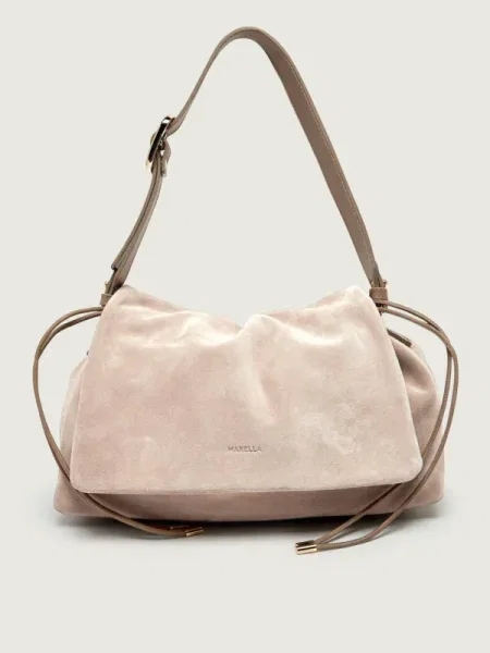 Marella geantă de mână din piele întoarsă MLACARDATO maro