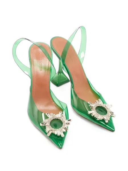 Pantofi cu toc Amina Muaddi slingback verde