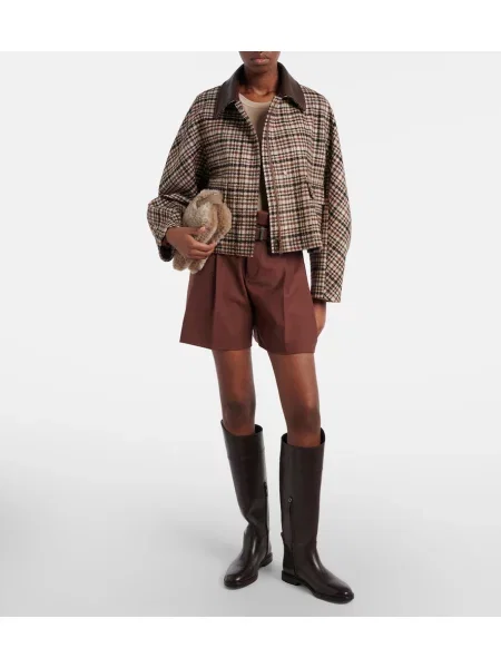 Pantaloni scurți Brunello Cucinelli de lână maro