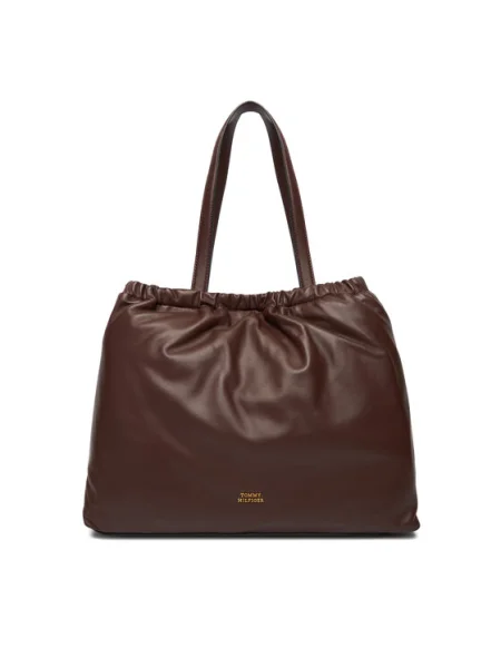Tommy Hilfiger Kabelka Soft Leather Tote bordová