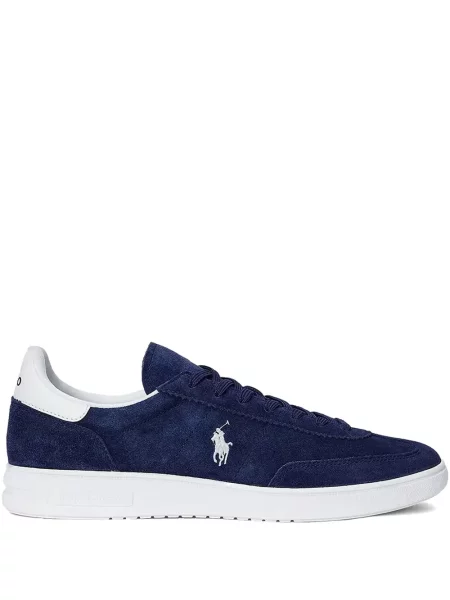 Dzianinowe haftowane sneakersy Polo Ralph Lauren garniturowe niebieskie