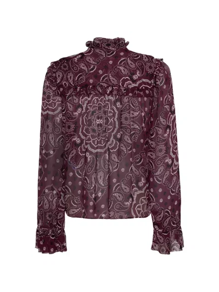 Cămașă Cara Cara cu volane cu model paisley violet
