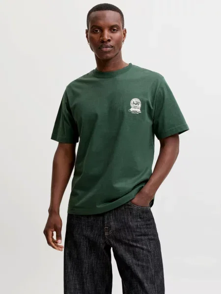 JACK & JONES Tricou JWHMaine verde închis / lână alb