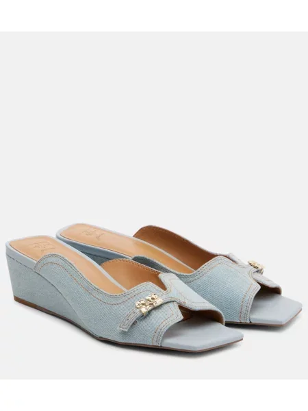 Papuci tip mules Ganni cu pană albastru