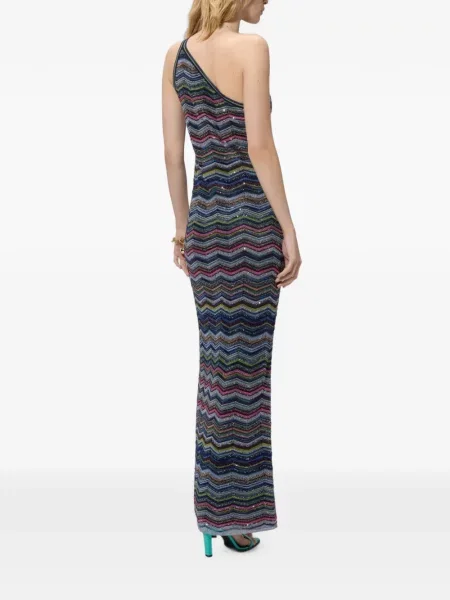 Rochie maxi Missoni cu paiete cu un umăr gol albastru