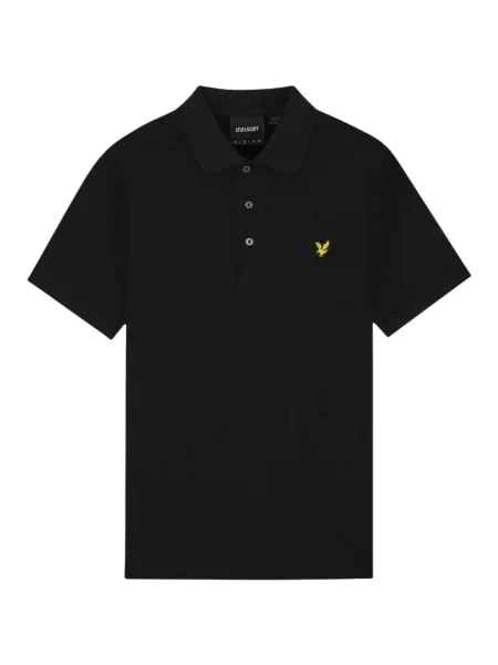 Tricou polo Lyle & Scott din jerseu negru