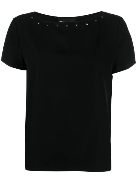 Tricou Emporio Armani cu decolteu barcă cu tepi negru