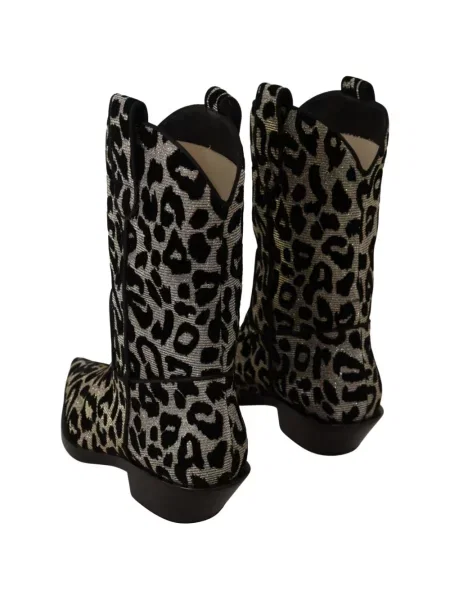 Botine Dolce & Gabbana cu imagine cu model leopard gri