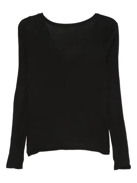 Tricou James Perse cu decolteu în V lung negru
