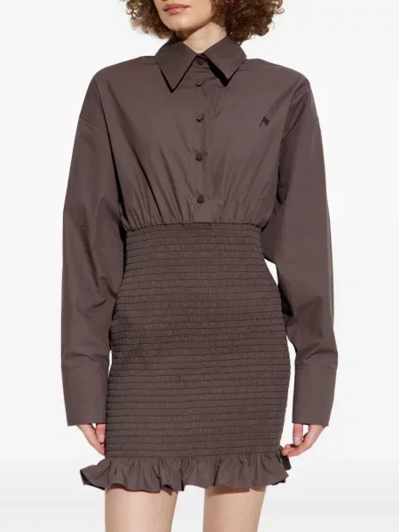 Rochie mini The Attico cu volane de costum maro