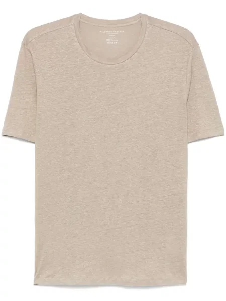 Tricou Majestic Filatures cu decolteu rotund scurt maro