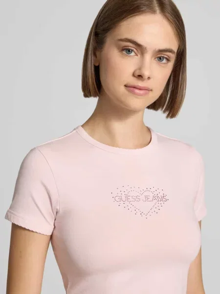 Guess Jeans T-shirt z bawełną różowa