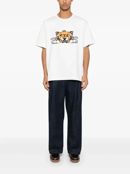 Tricou Kenzo cu dungi de tigru alb