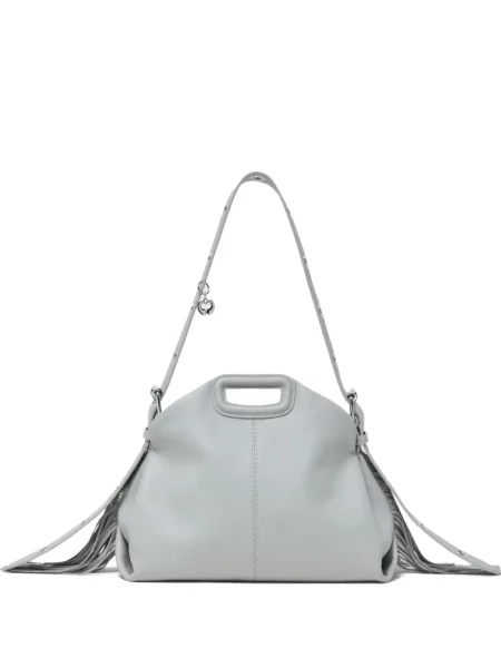 Geanta de piele Maje din piele gri