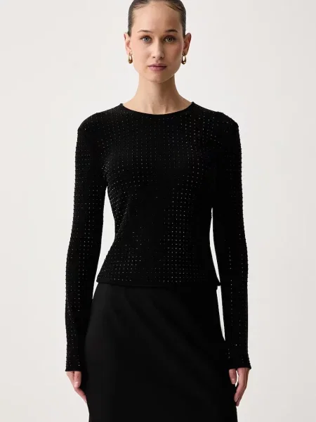 Tricou cu mânecă lungă Armani Exchange negru