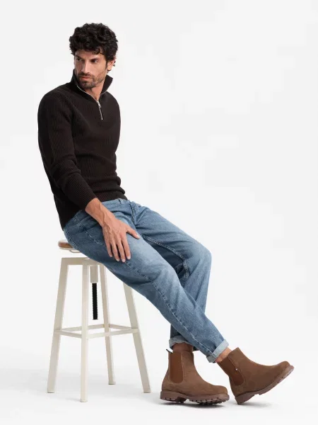 Hlačke slip Ombre iz semiša rjava