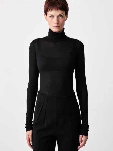 Μακρυμάνικος τοπ Mugler μαύρο