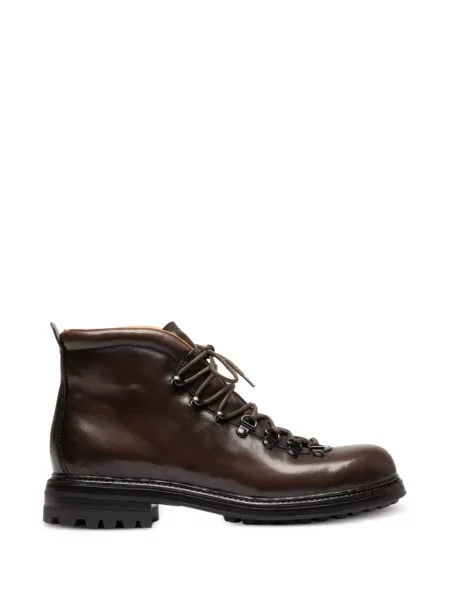 Botine Officine Creative cu șireturi din piele maro