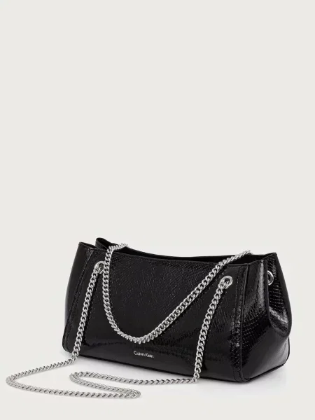 Calvin Klein torebka bagietka z imitacji skóry czarna