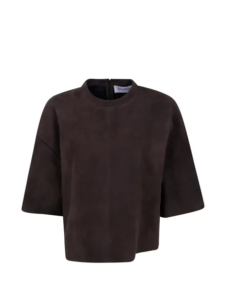Bluza Max Mara od brušene kože smeđa