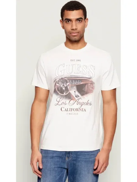 Guess Tricou Écru alb