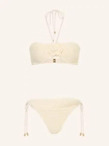 Zimmermann Bikini Bandeau Awaken Crochet Flower weiss