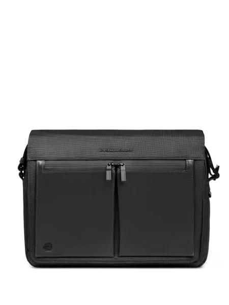 Geantă crossbody Piquadro cu autograf negru