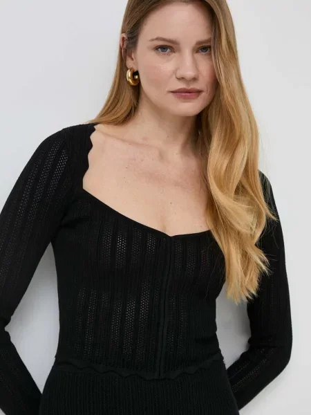 Jeansy Guess z dekoltem w serek czarne