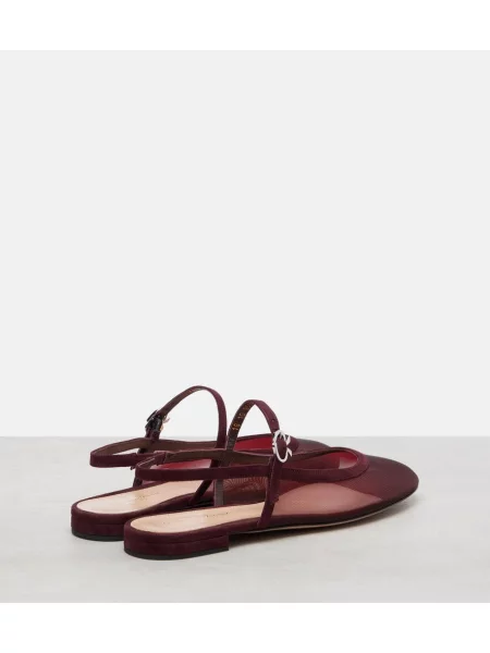 Balerini Gianvito Rossi din organza bordo
