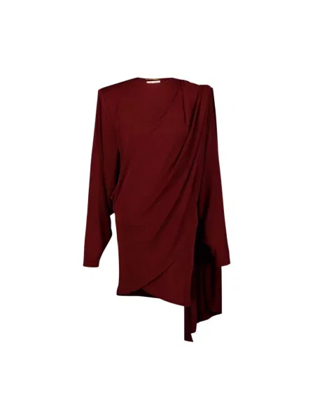 Sukienka mini Saint Laurent wełniana drapowana czerwona