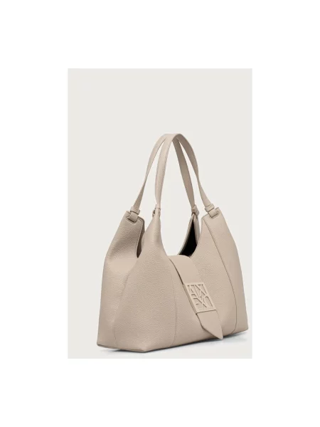 Armani Exchange torebka z imitacji skóry beżowa
