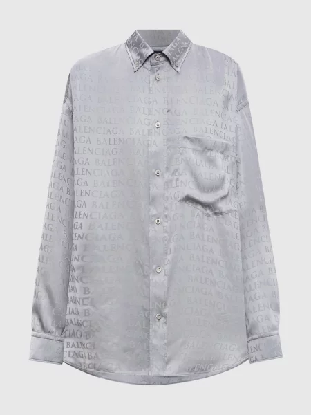 Блуза в принт логотипа Balenciaga сіра