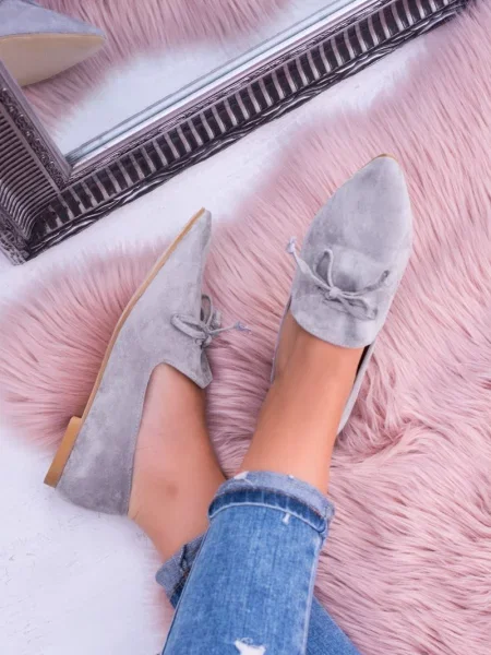 Mocasini Kesi din piele de căprioară gri